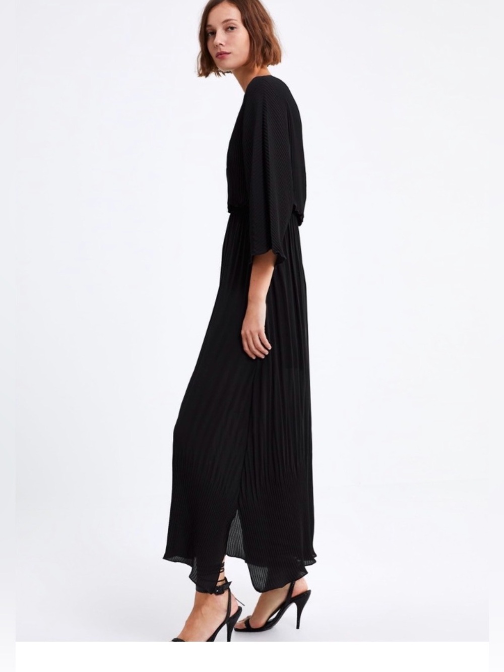 Zara Black Pleated Maxi Dress - medium